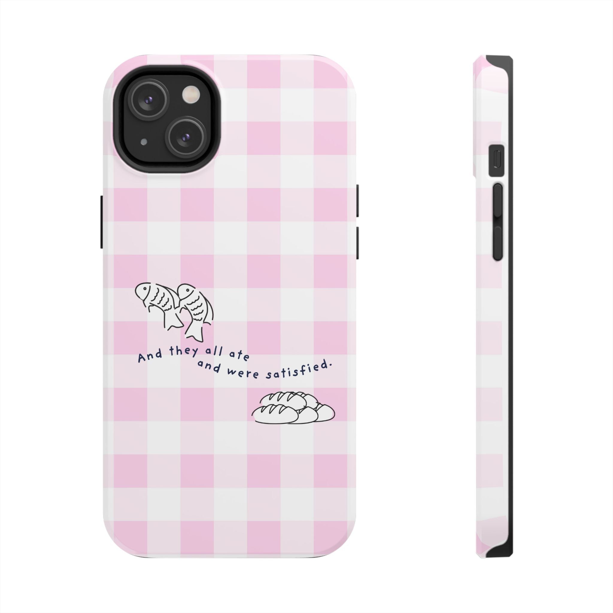 FISH AND LOAVES Gingham Phone Case (Pink)