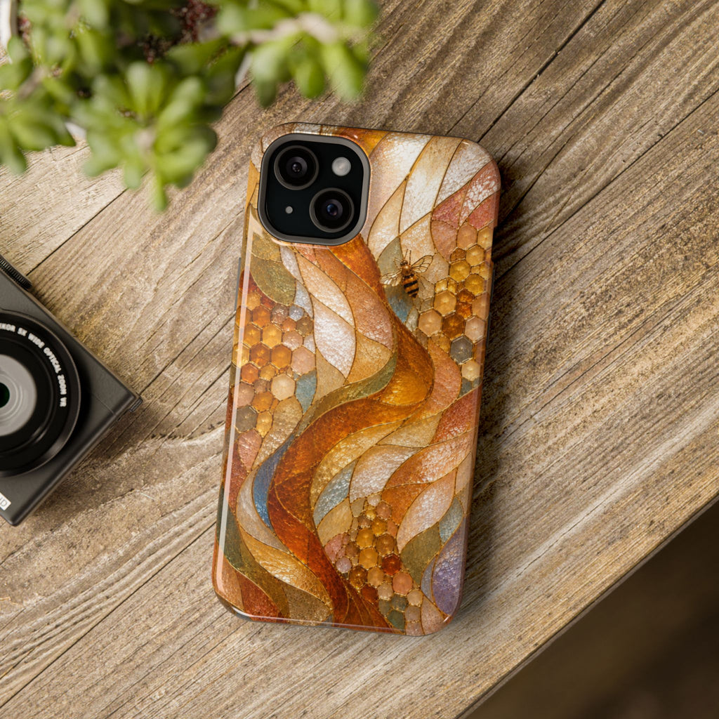 Abstract Amber Mosaic Phone Case — Magnetic Impact-Resistant iPhone Cover