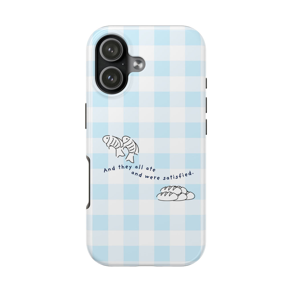 FISH AND LOAVES Gingham Phone Case (Blue)