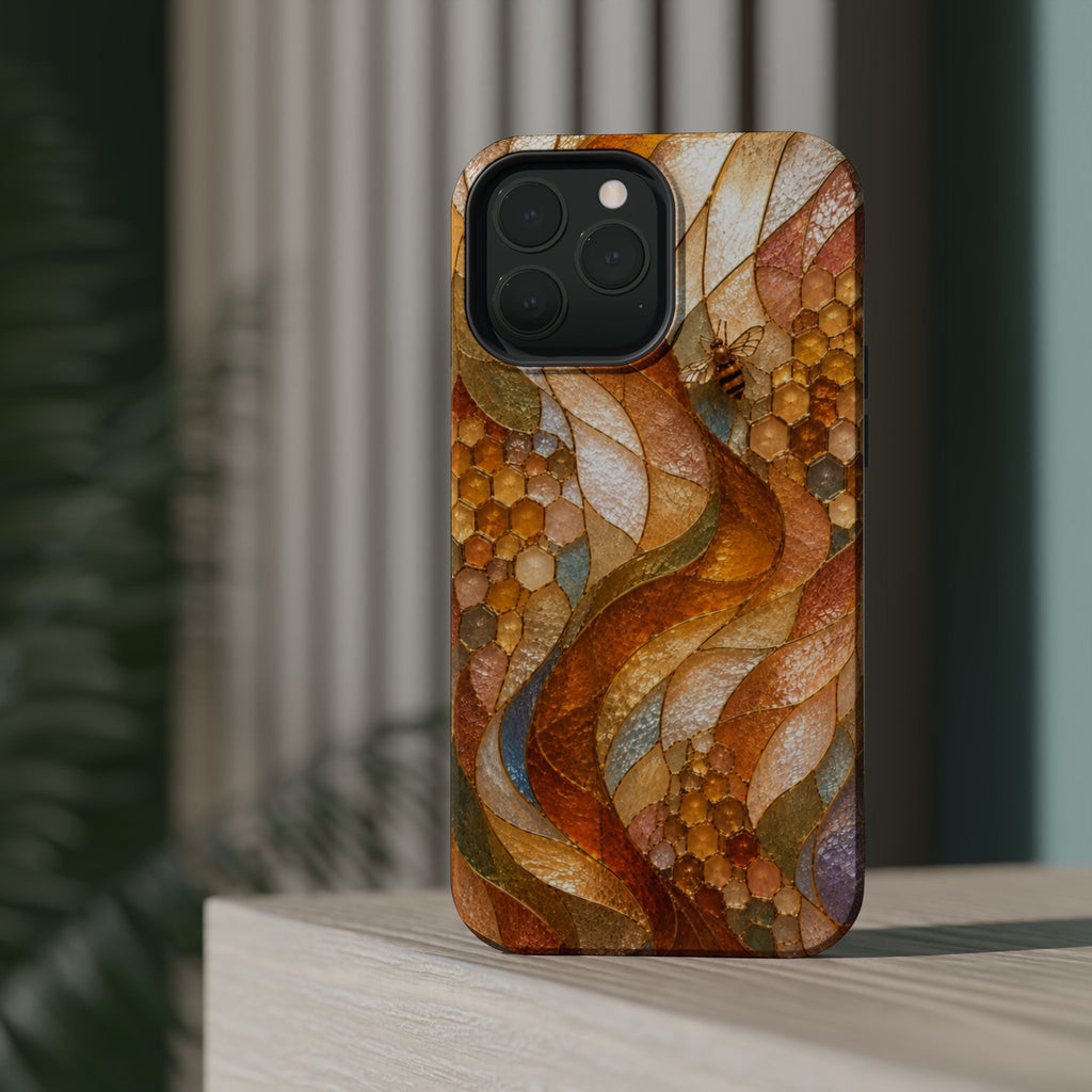 Abstract Amber Mosaic Phone Case — Magnetic Impact-Resistant iPhone Cover