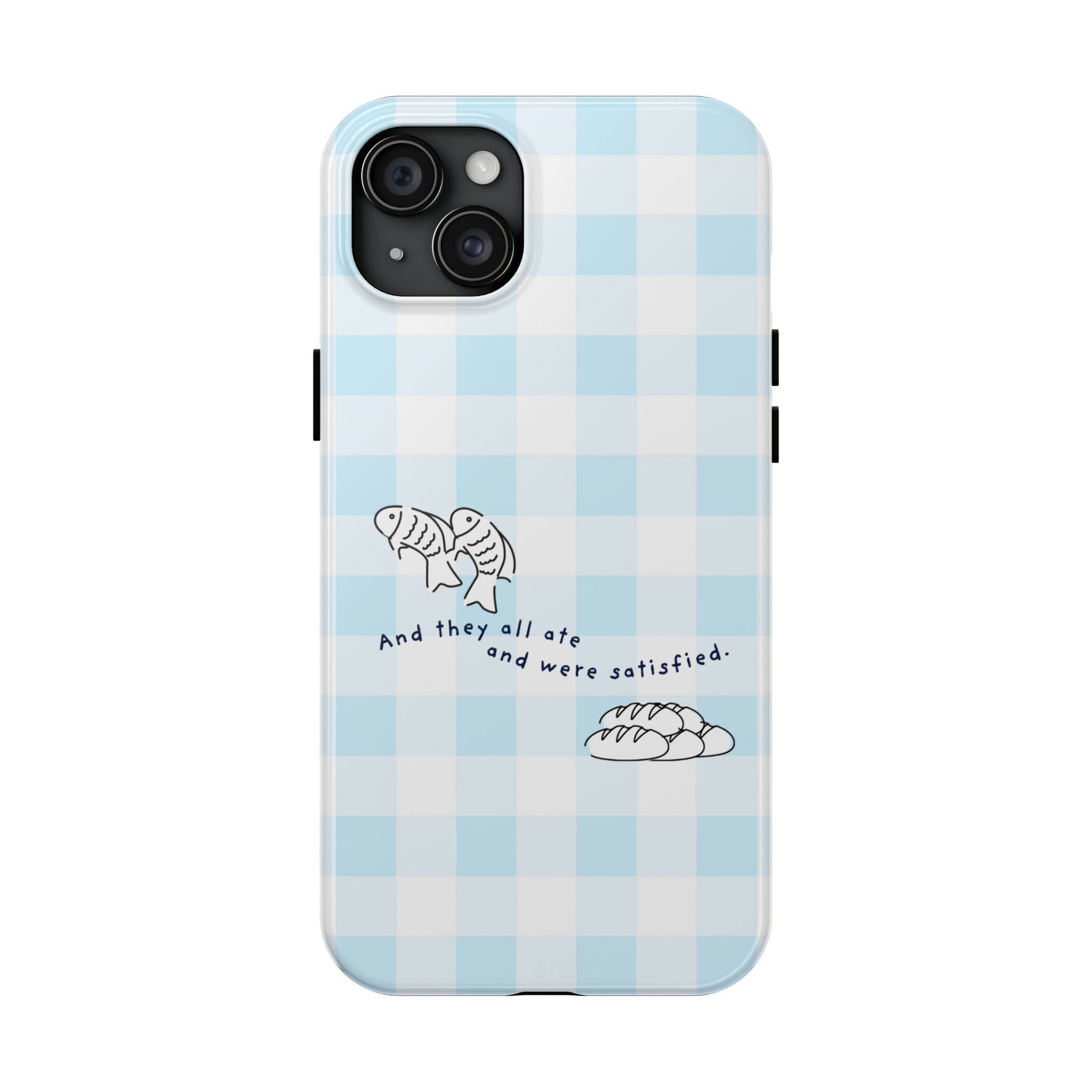 FISH AND LOAVES Gingham Phone Case (Blue)