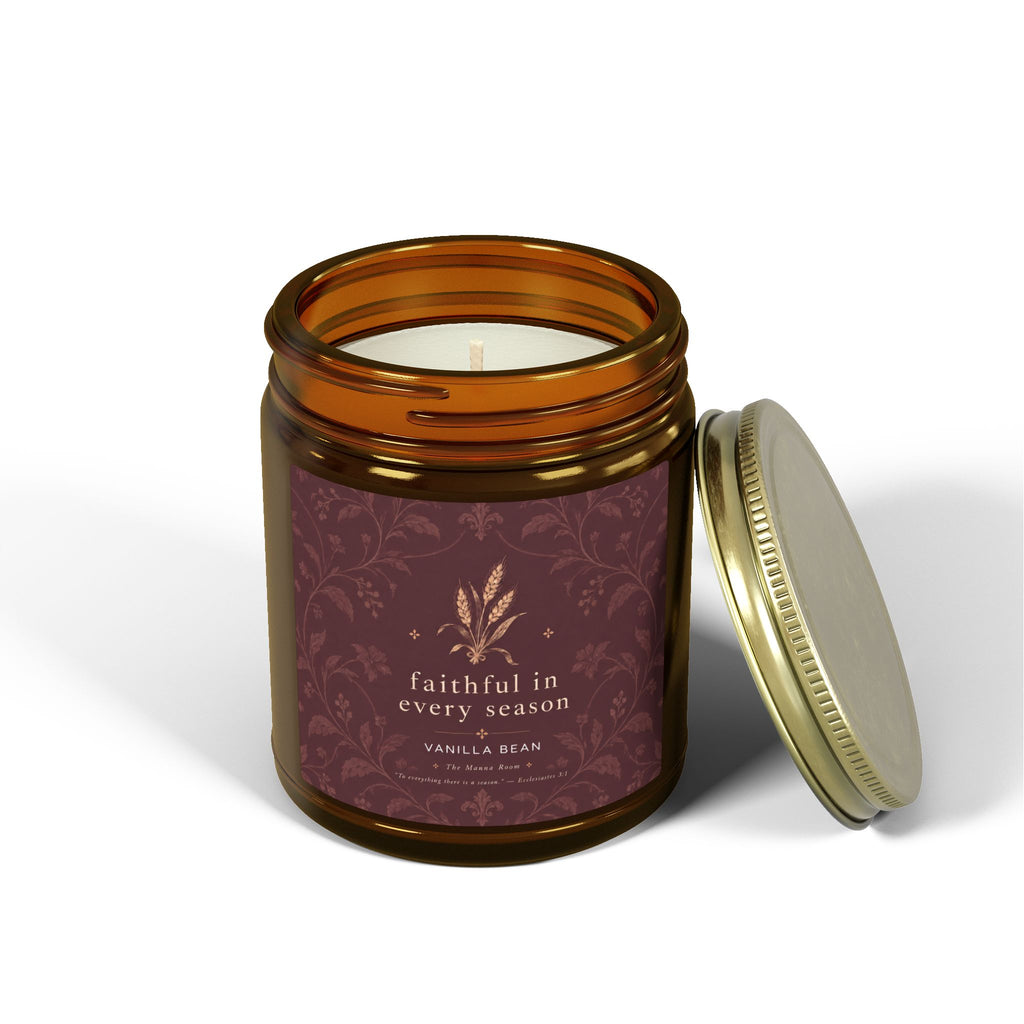 Coconut Apricot Scented Candle — 9oz Amber Jar (Faithful In Every Season)
