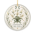 Consider the Lilies Ornament — Christian Floral Christmas Ornament, Matthew 6