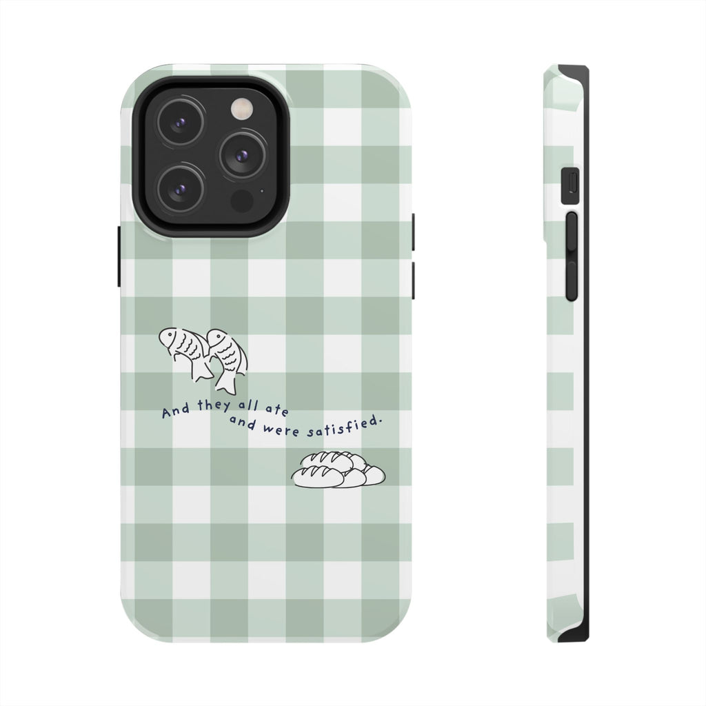 FISH AND LOAVES Gingham Phone Case (Green)