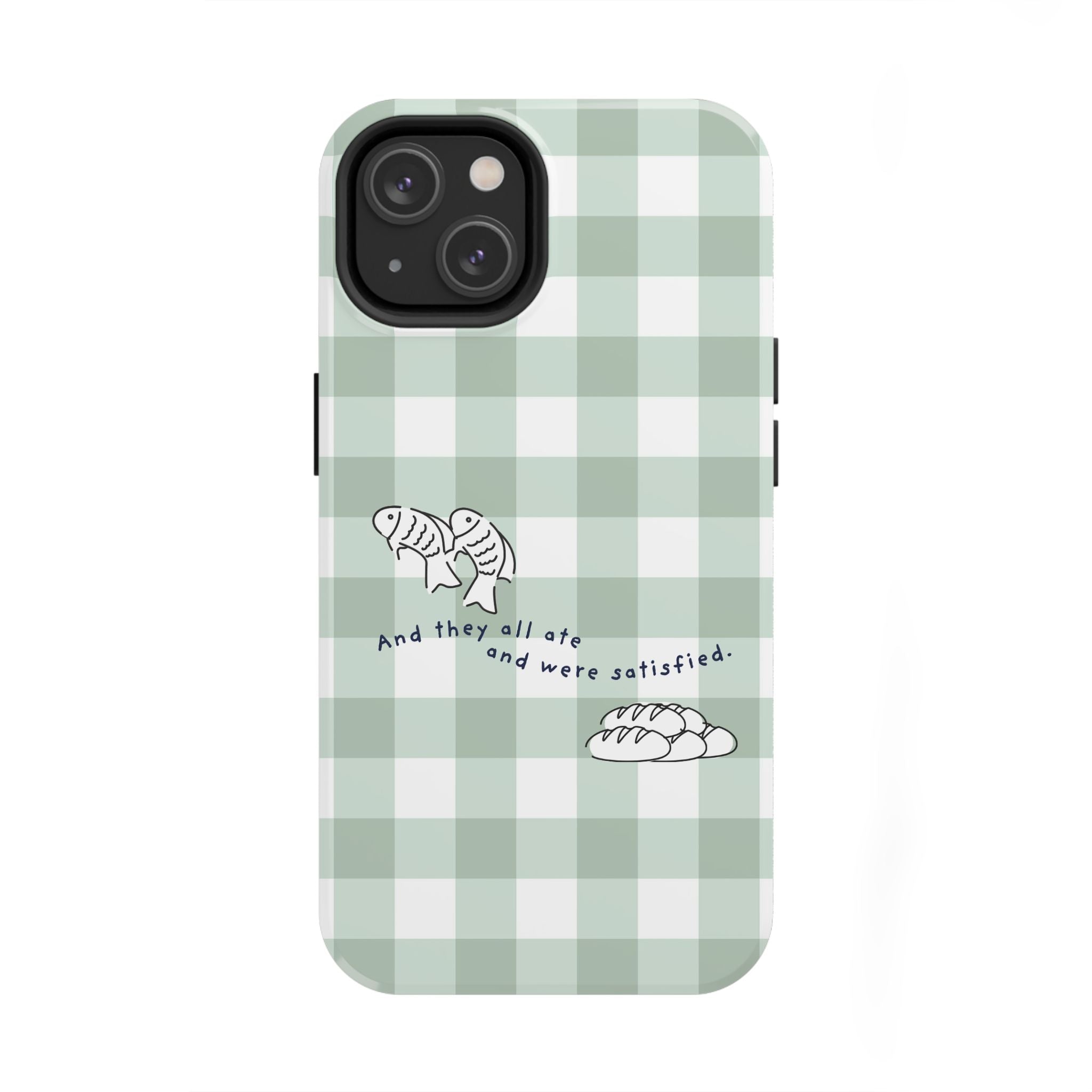 FISH AND LOAVES Gingham Phone Case (Green)