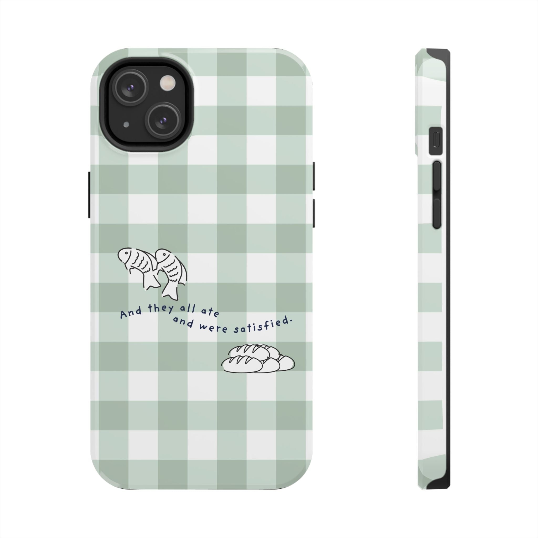 FISH AND LOAVES Gingham Phone Case (Green)