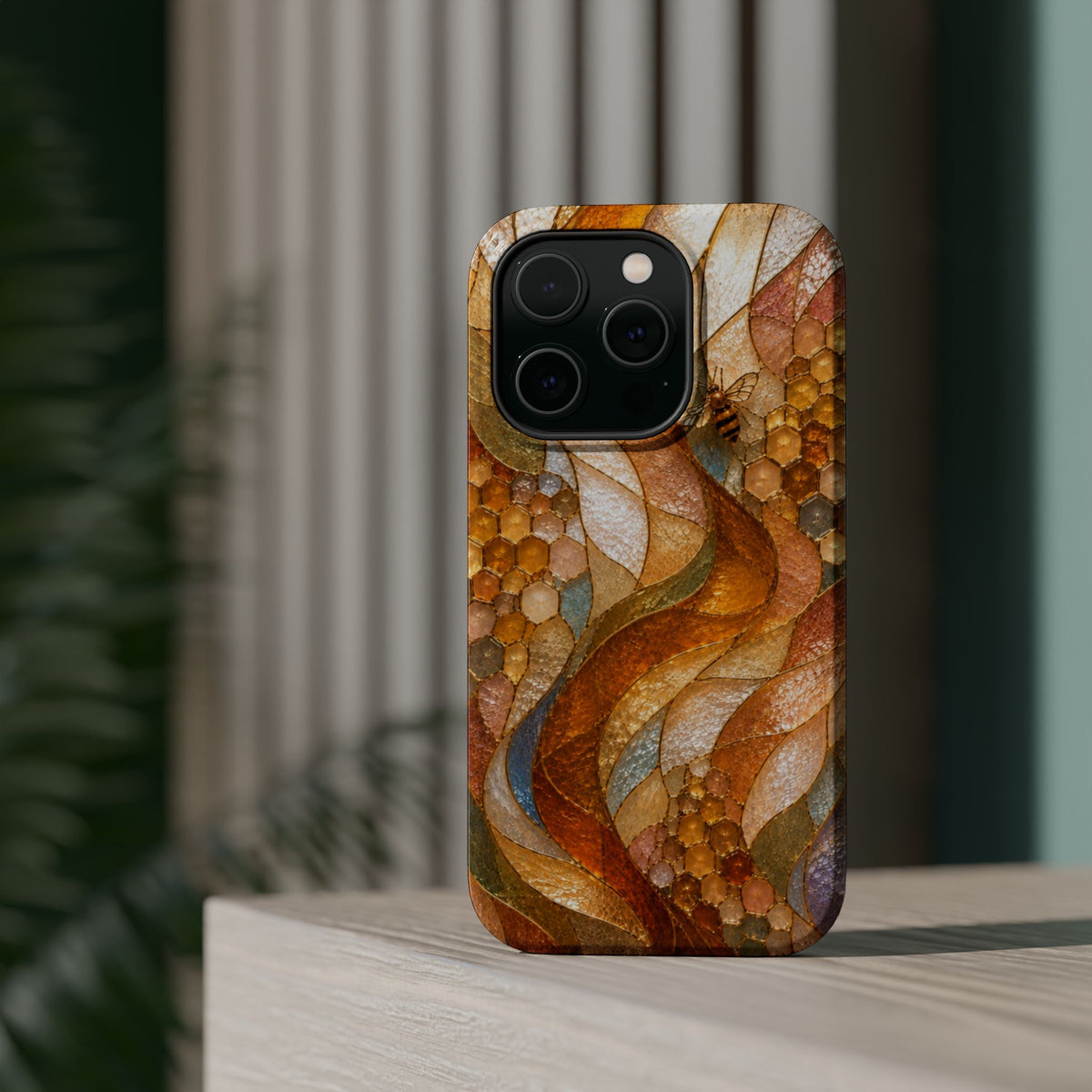 Abstract Amber Mosaic Phone Case — Magnetic Impact-Resistant iPhone Cover