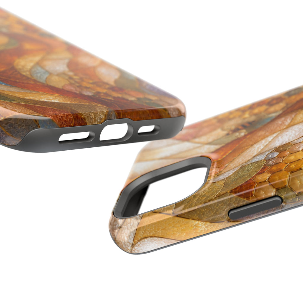 Abstract Amber Mosaic Phone Case — Magnetic Impact-Resistant iPhone Cover
