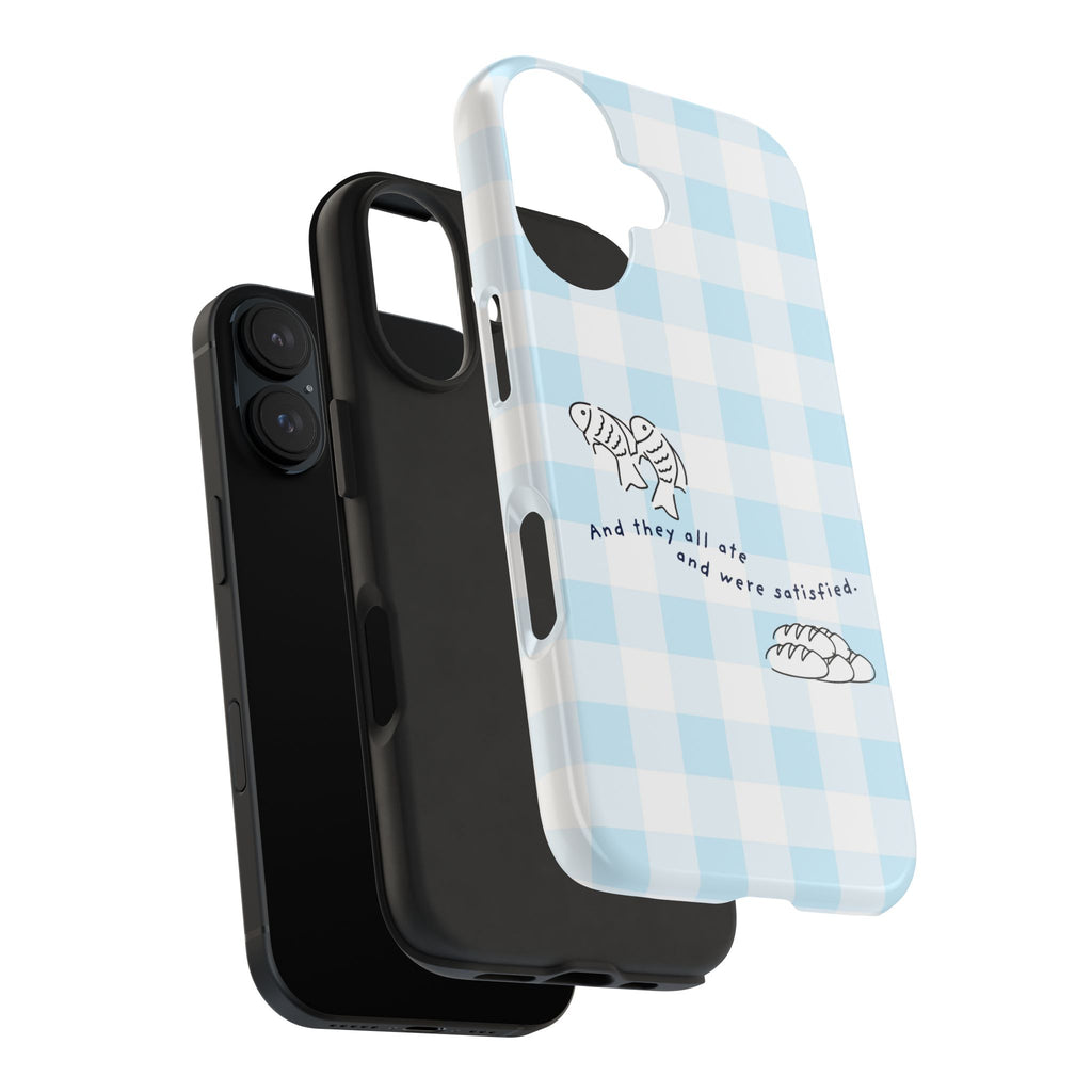 FISH AND LOAVES Gingham Phone Case (Blue)