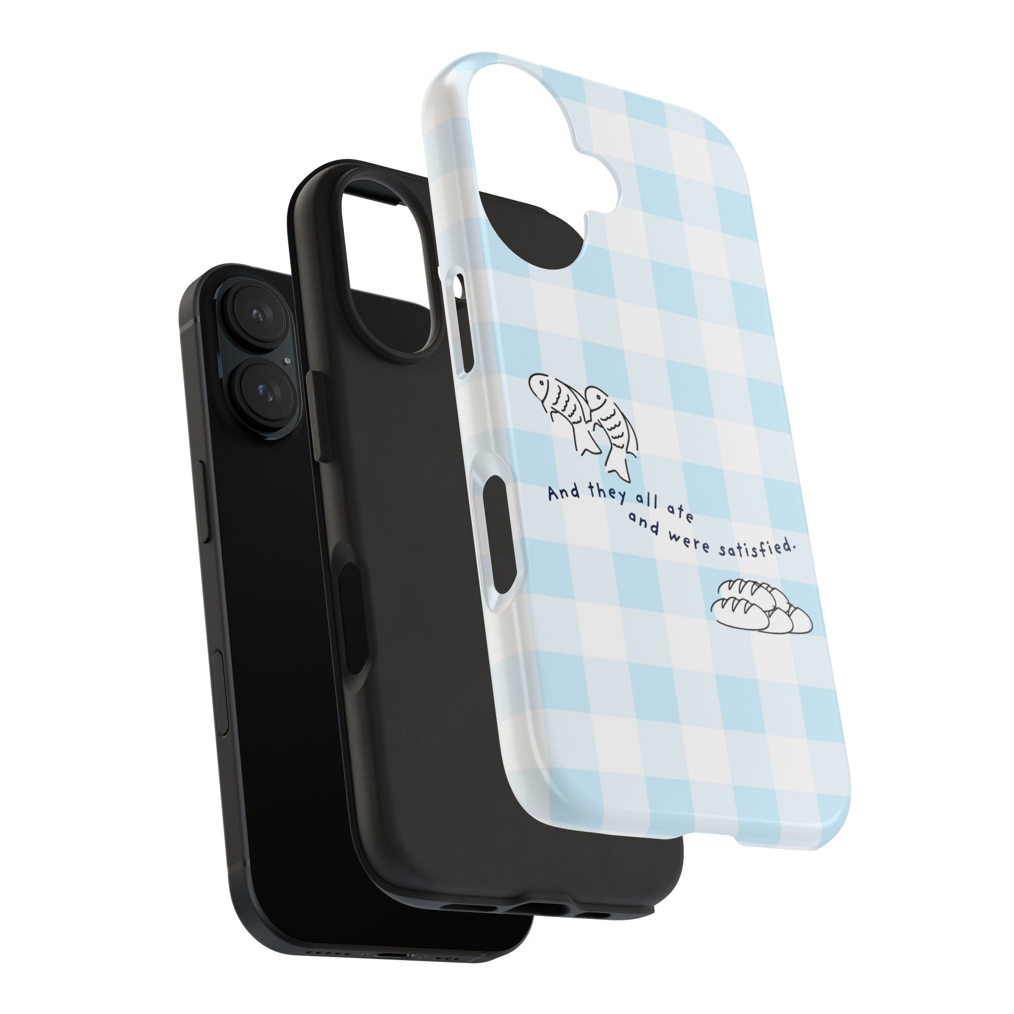 FISH AND LOAVES Gingham Phone Case (Blue)