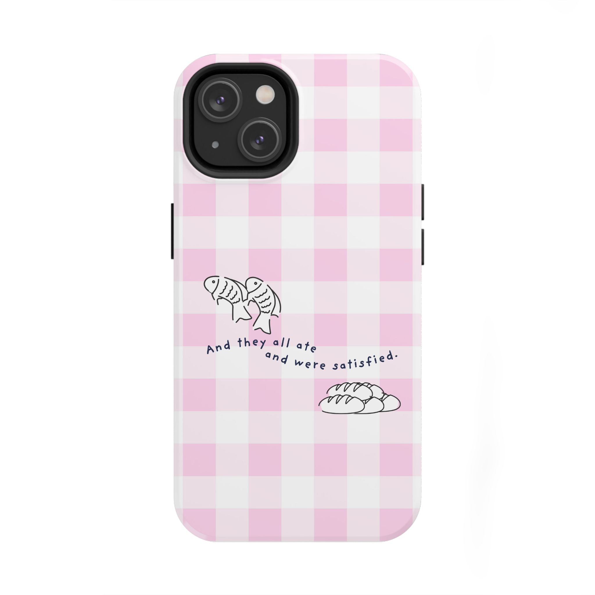 FISH AND LOAVES Gingham Phone Case (Pink)