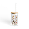 Faithful in Every Season 16 oz Christian Glass Tumbler with Straw | Fall Iced Coffee & Matcha Cup | Lamentations 3:22–23