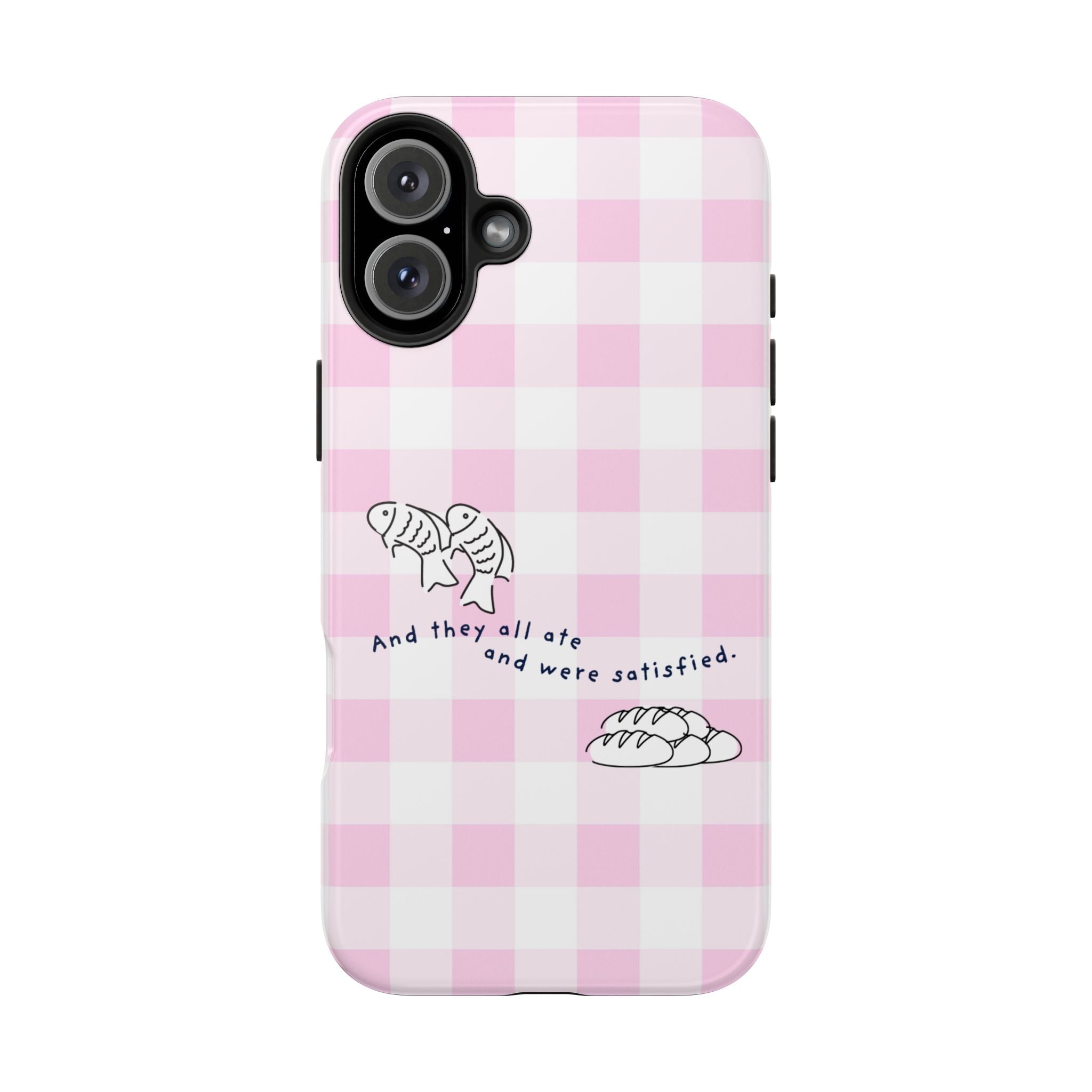 FISH AND LOAVES Gingham Phone Case (Pink)