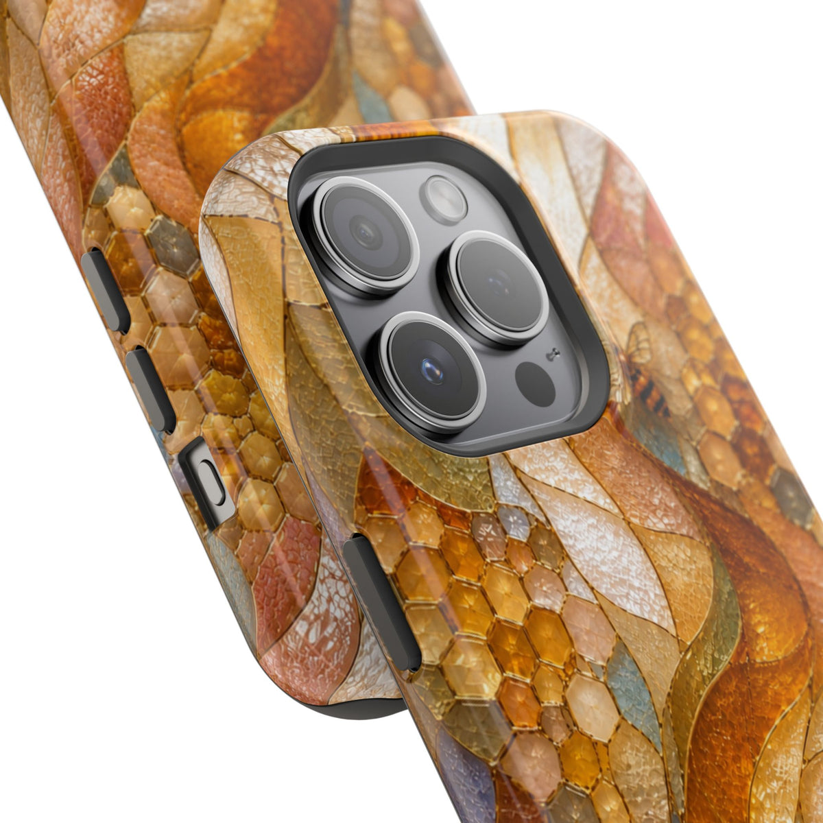 Abstract Amber Mosaic Phone Case — Magnetic Impact-Resistant iPhone Cover