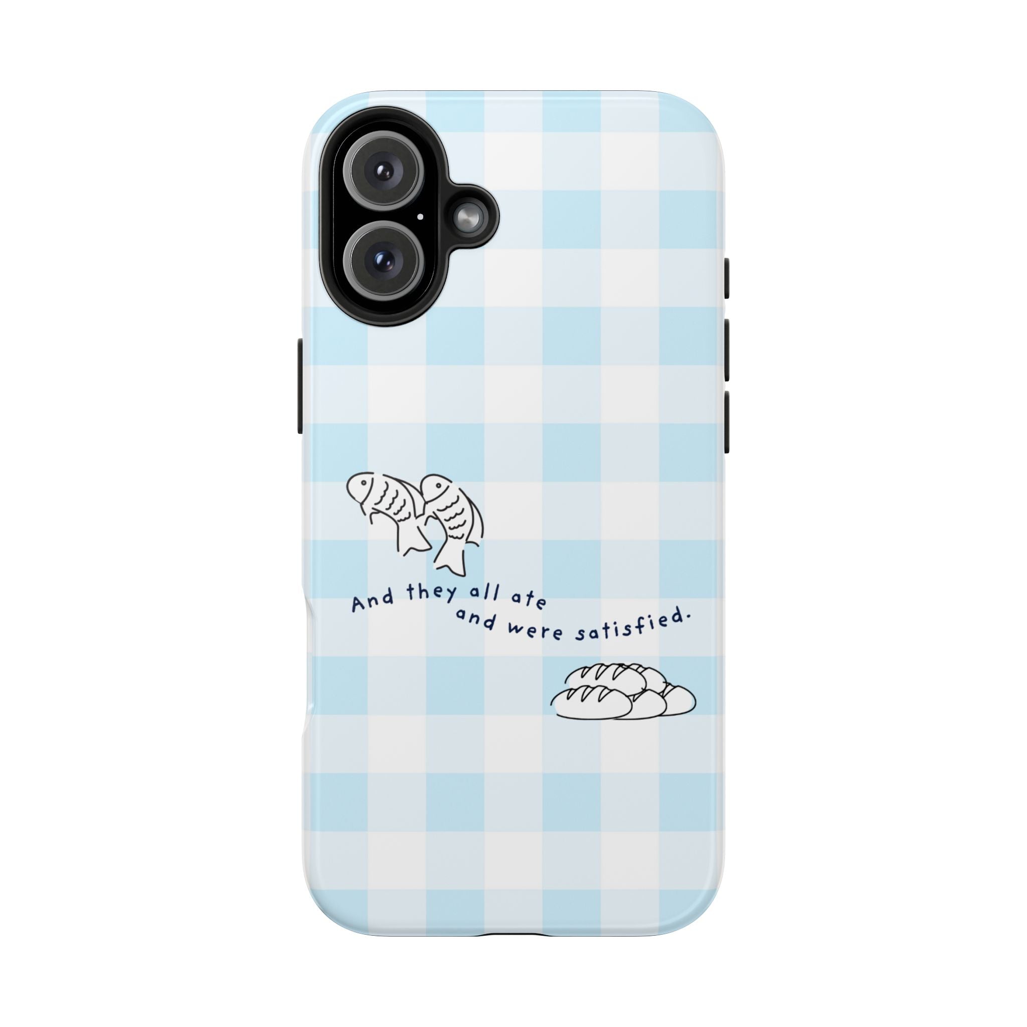 FISH AND LOAVES Gingham Phone Case (Blue)
