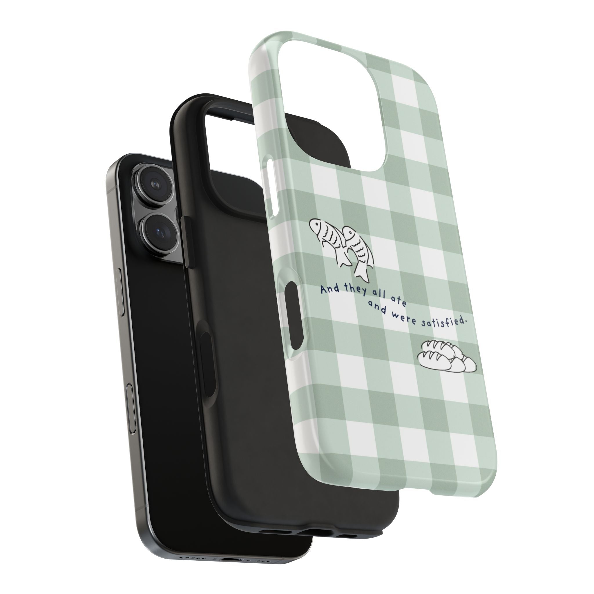 FISH AND LOAVES Gingham Phone Case (Green)