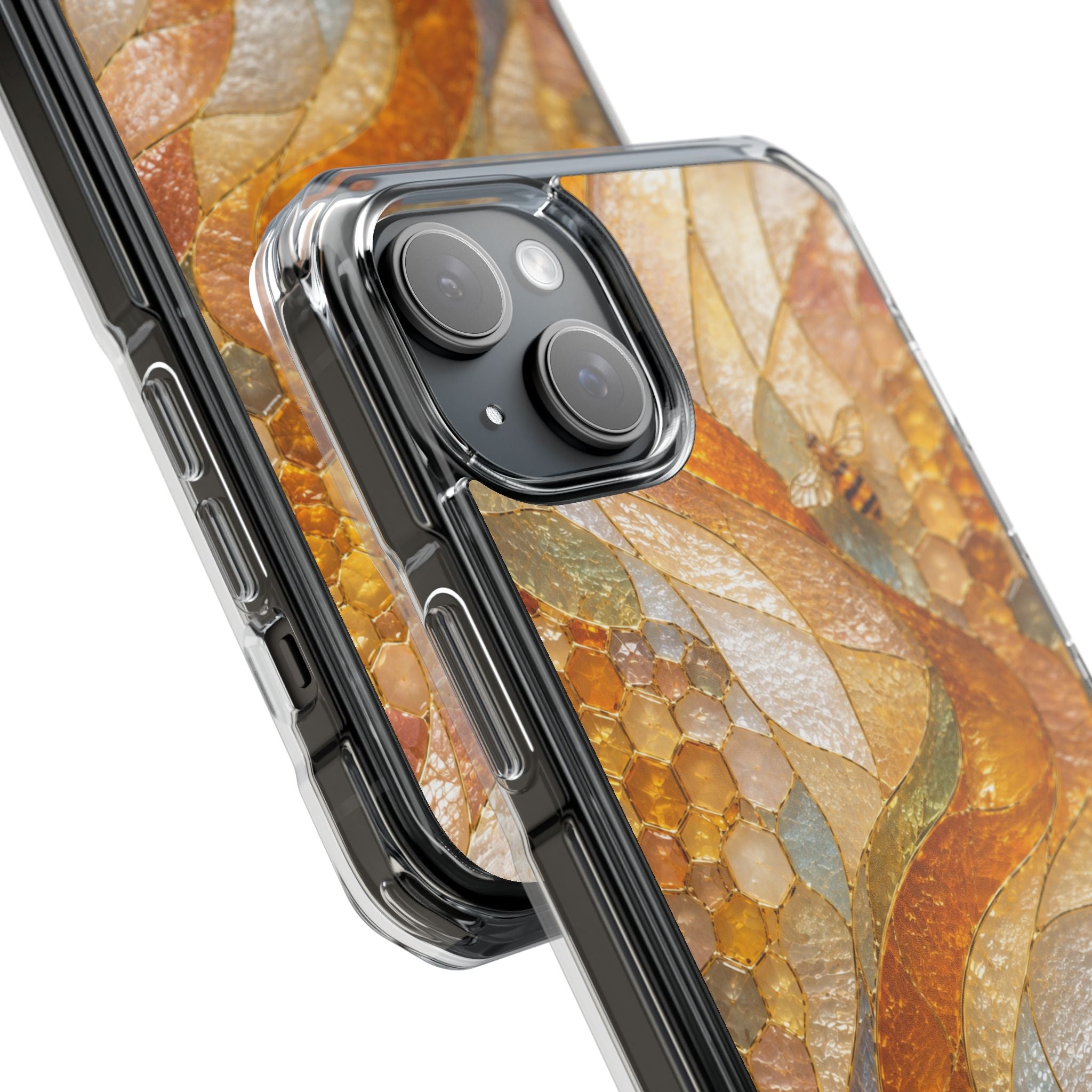 Clear Magnetic Phone Case — Autumn Mosaic Swirl Design
