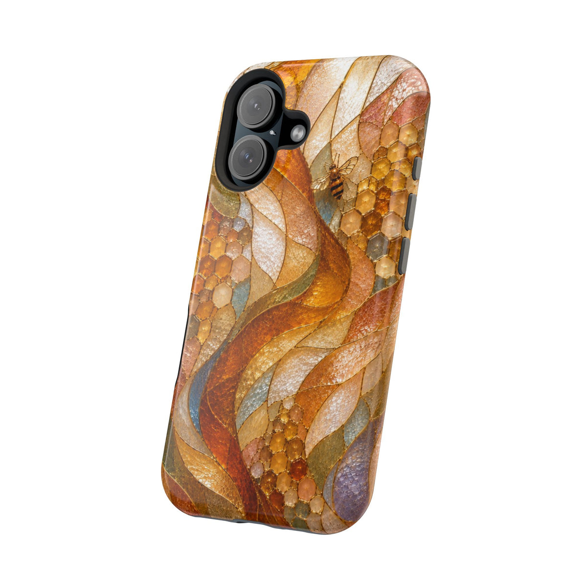 Abstract Amber Mosaic Phone Case — Magnetic Impact-Resistant iPhone Cover