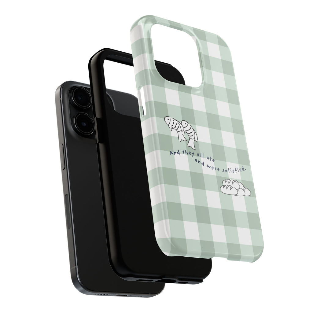 FISH AND LOAVES Gingham Phone Case (Green)