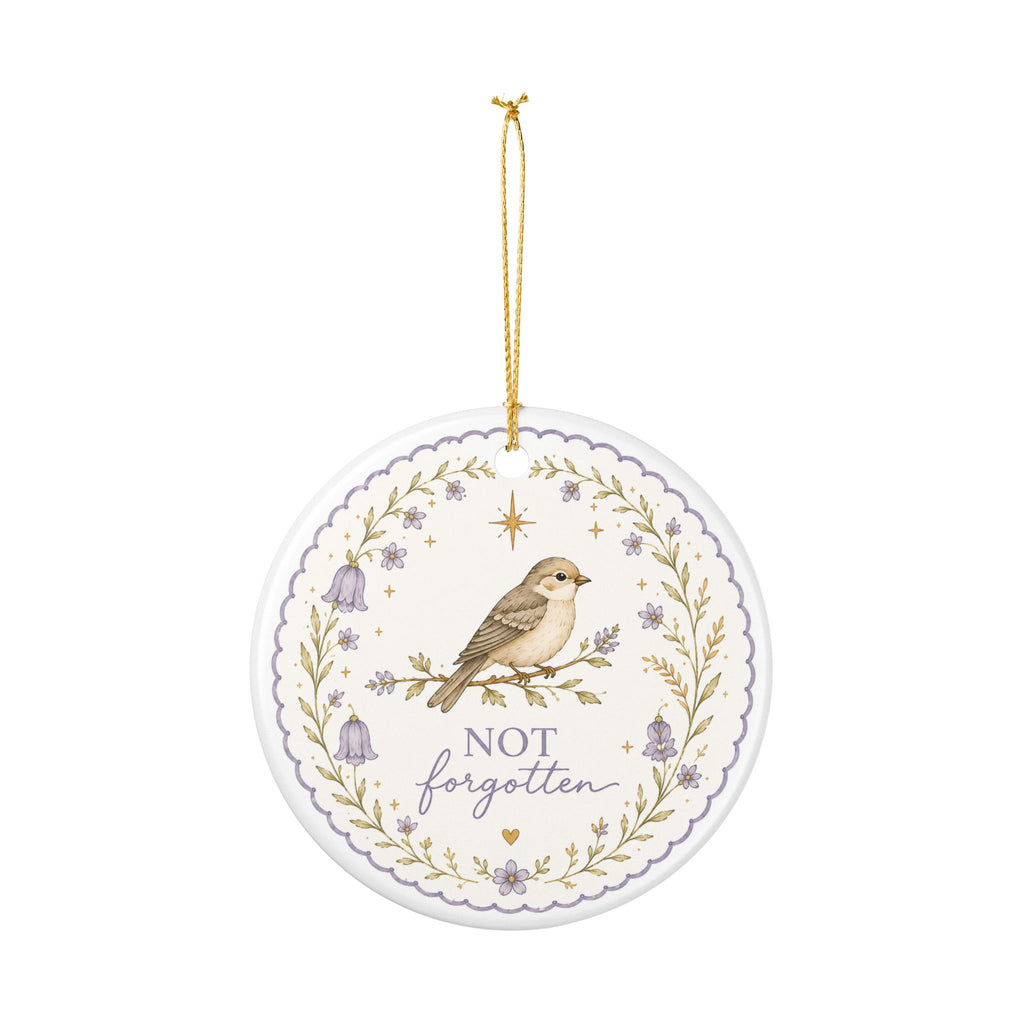 Memorial Ceramic Ornament — "Not Forgotten" Bird with Matthew 10:29-31