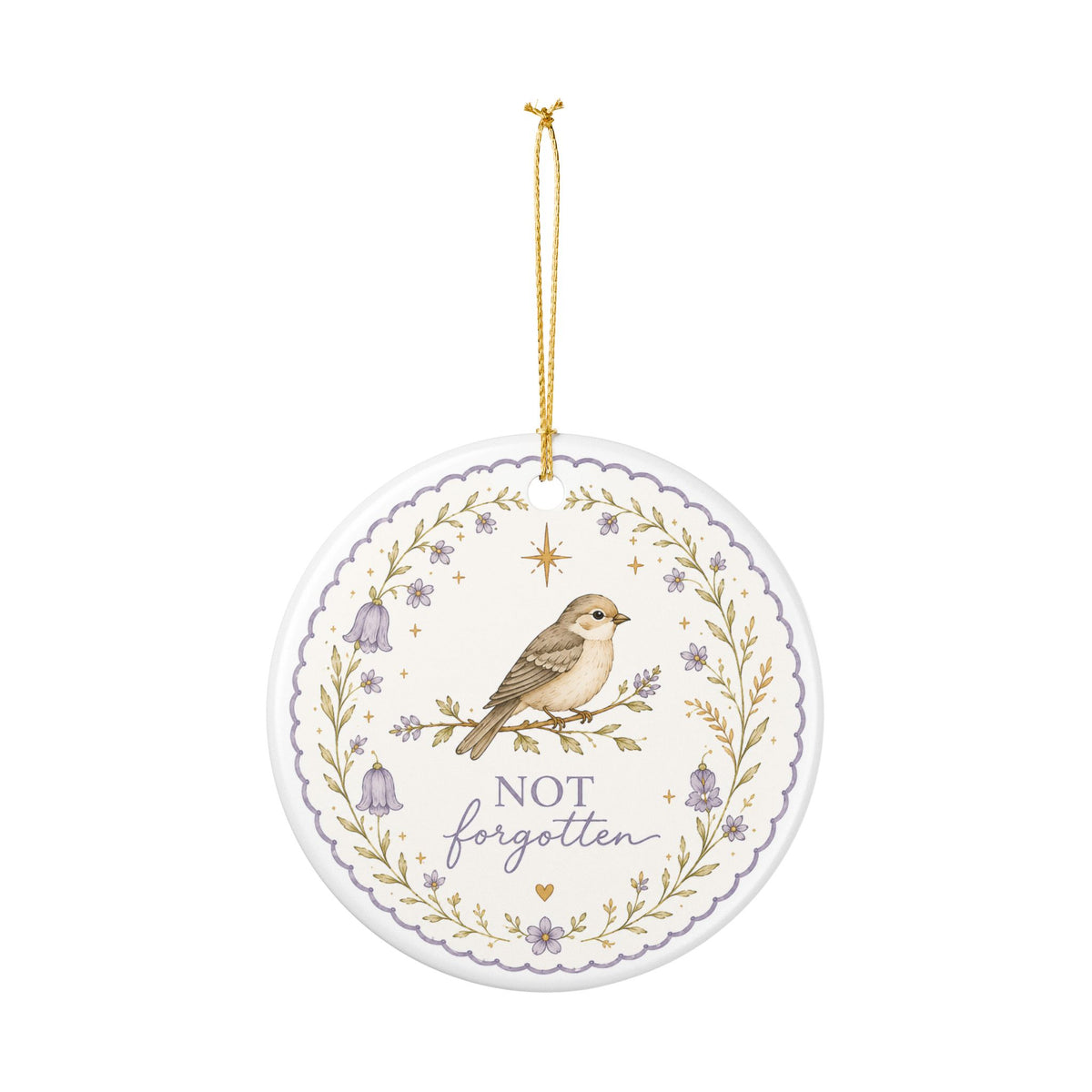 Memorial Ceramic Ornament — "Not Forgotten" Bird with Matthew 10:29-31