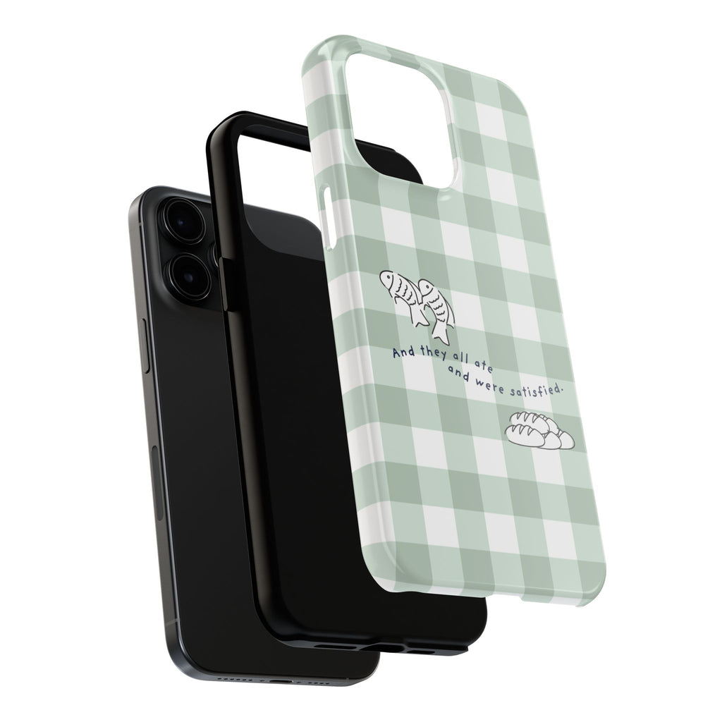 FISH AND LOAVES Gingham Phone Case (Green)