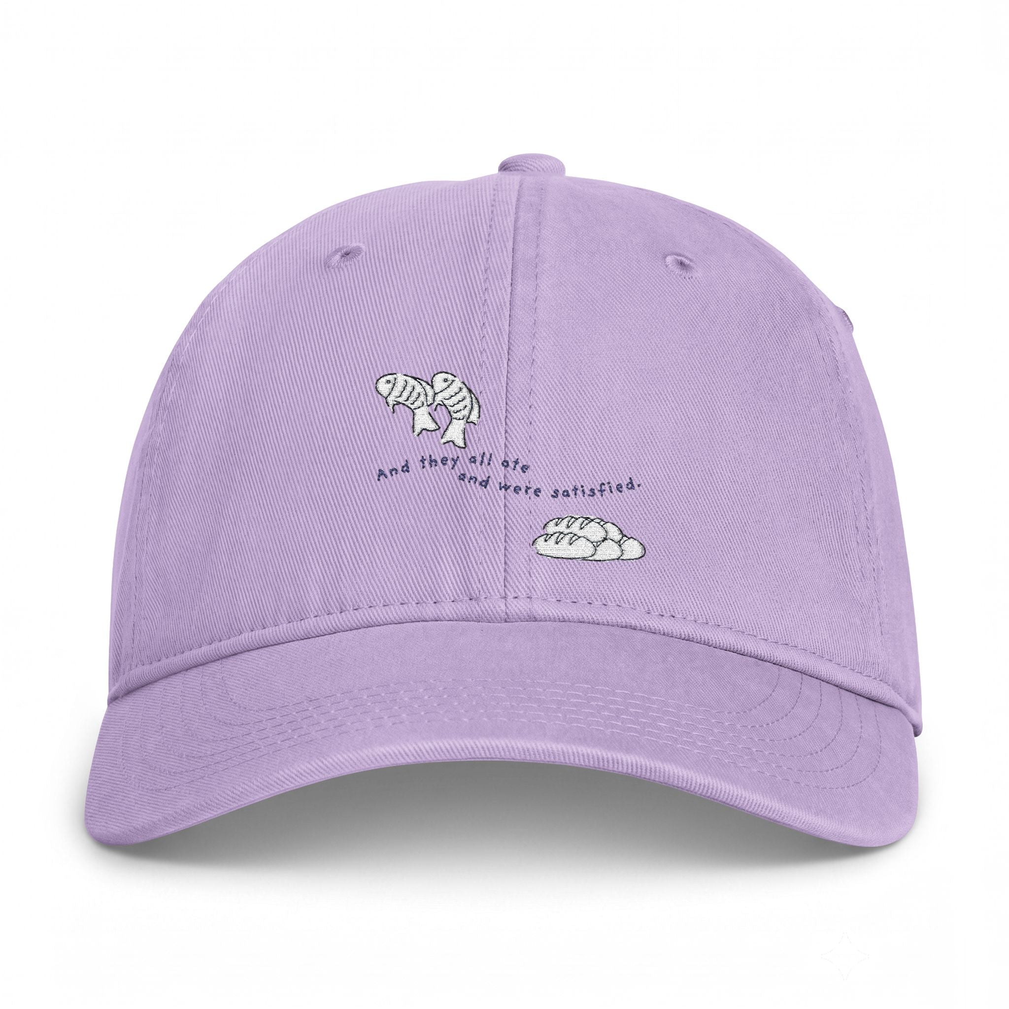 Christian Embroidered Hat | Fish & Loaves Baseball Cap | Matthew 14:20 Faith Hat | Everyday Christian Gift | Butter Yellow Dad Cap