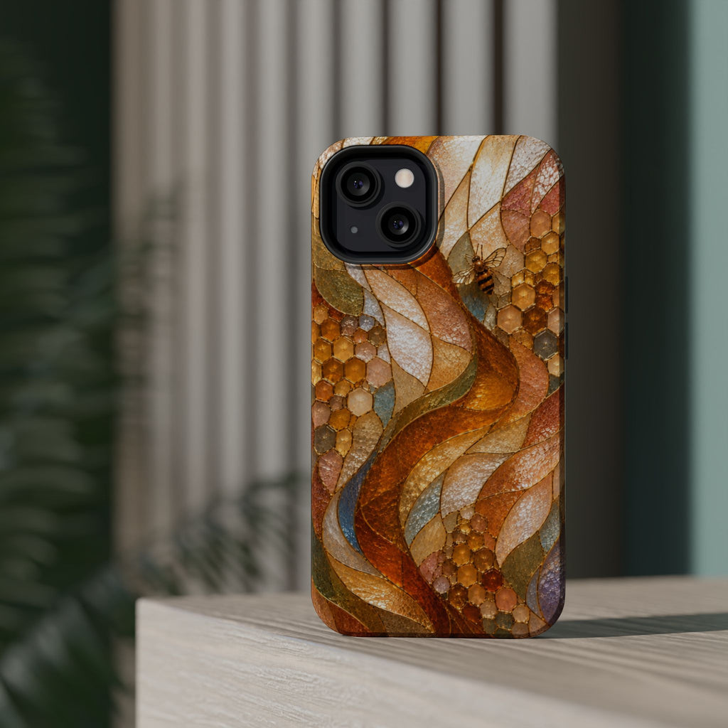 Abstract Amber Mosaic Phone Case — Magnetic Impact-Resistant iPhone Cover