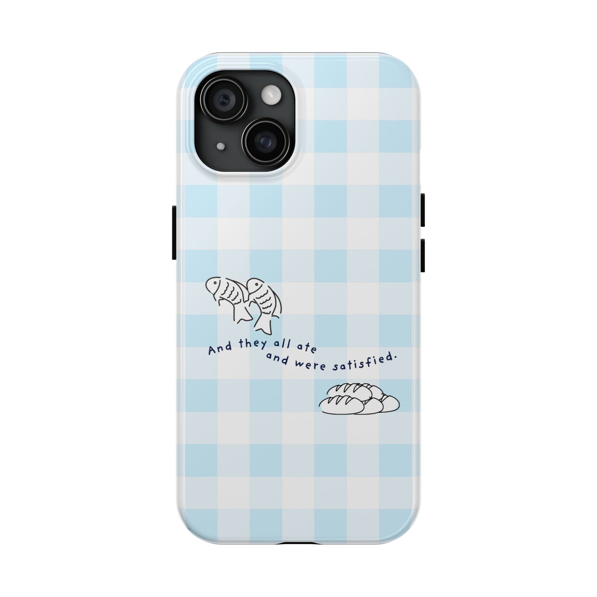 FISH AND LOAVES Gingham Phone Case (Blue)