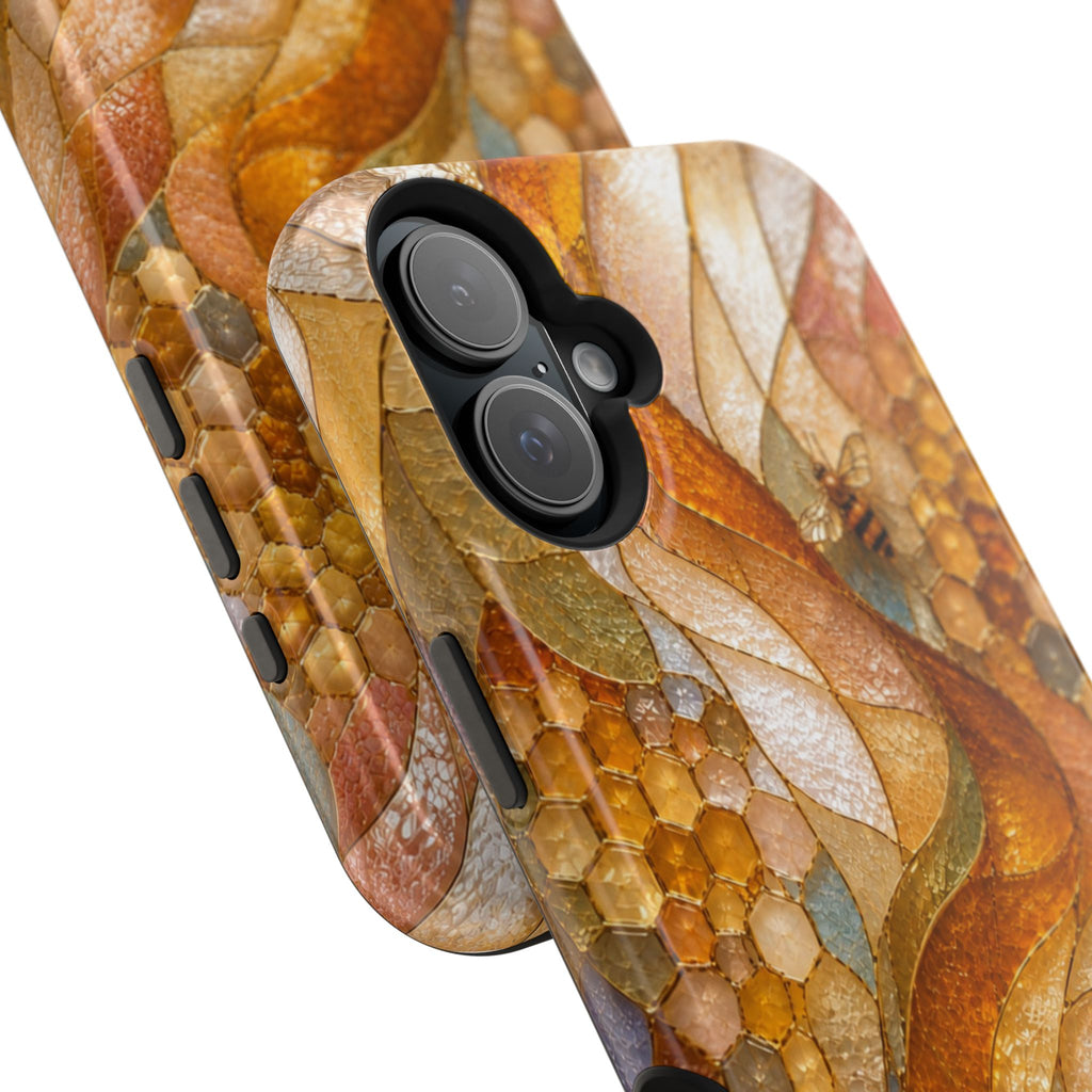Abstract Amber Mosaic Phone Case — Magnetic Impact-Resistant iPhone Cover