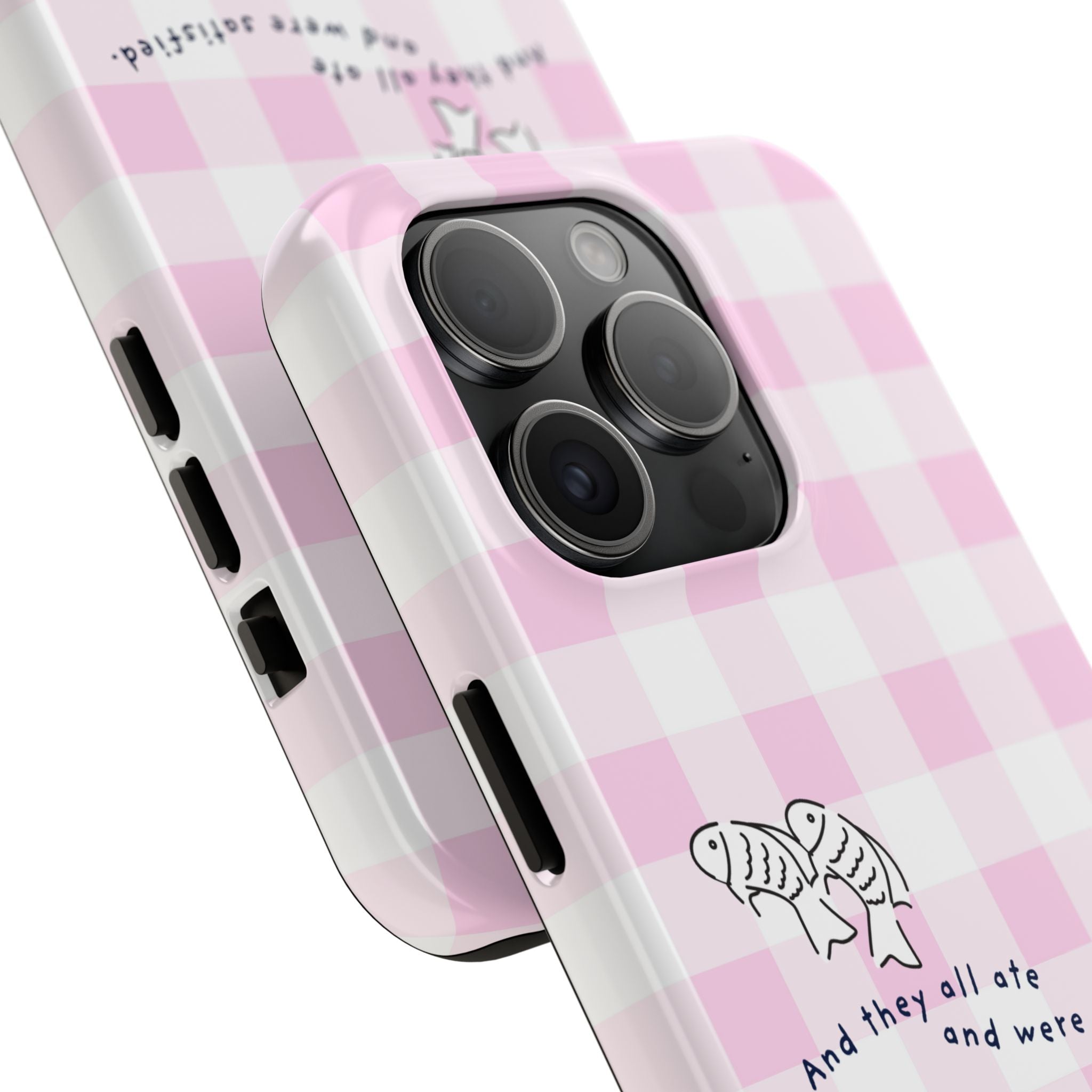 FISH AND LOAVES Gingham Phone Case (Pink)