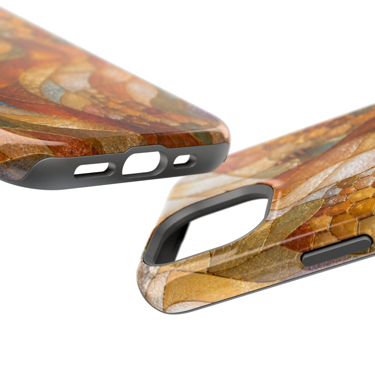 Abstract Amber Mosaic Phone Case — Magnetic Impact-Resistant iPhone Cover