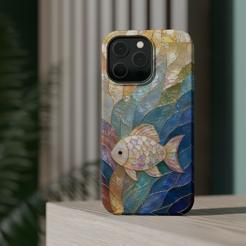 Fish Mosaic Magnetic Phone Case — Impact-Resistant Ocean Art