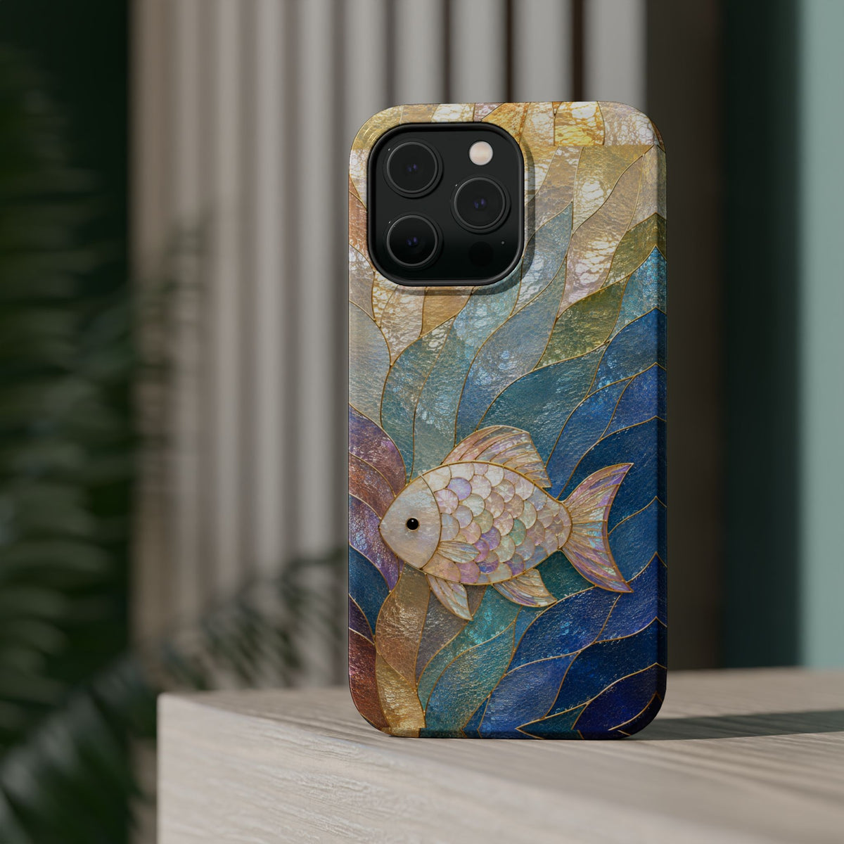 Fish Mosaic Magnetic Phone Case — Impact-Resistant Ocean Art
