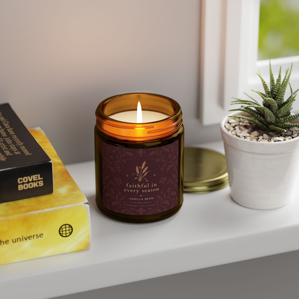 Coconut Apricot Scented Candle — 9oz Amber Jar (Faithful In Every Season)