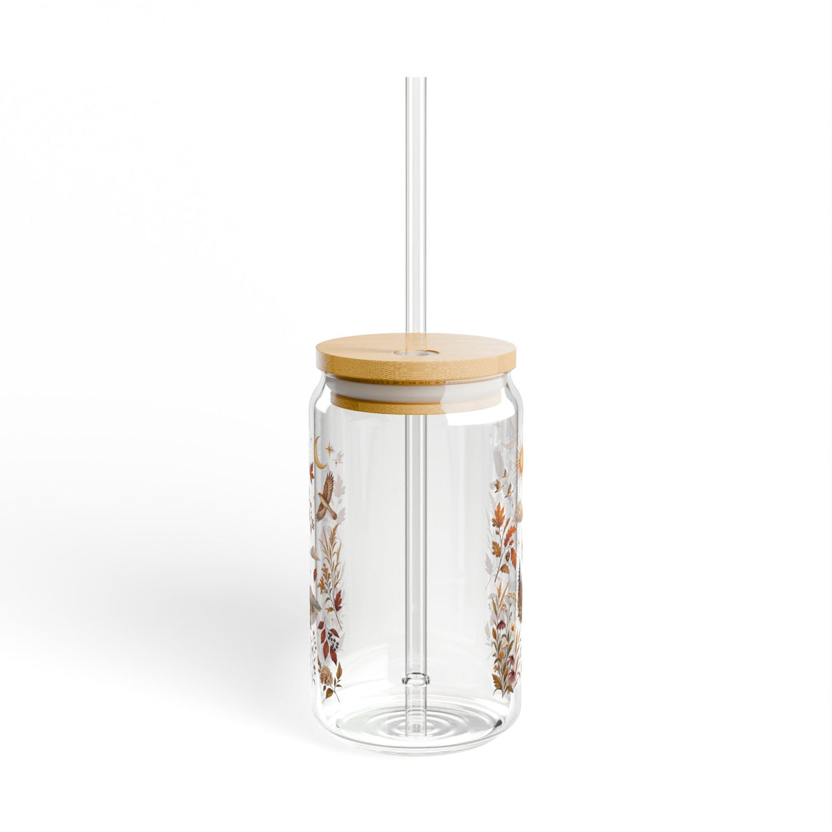 Faithful in Every Season 16 oz Christian Glass Tumbler with Straw | Fall Iced Coffee & Matcha Cup | Lamentations 3:22–23
