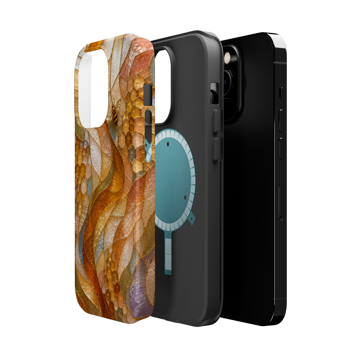 Abstract Amber Mosaic Phone Case — Magnetic Impact-Resistant iPhone Cover