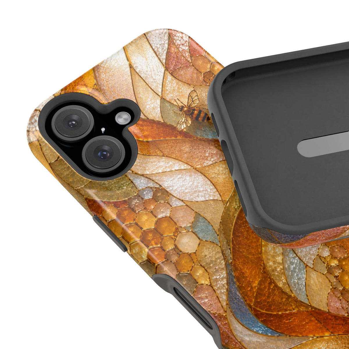Abstract Amber Mosaic Phone Case — Magnetic Impact-Resistant iPhone Cover