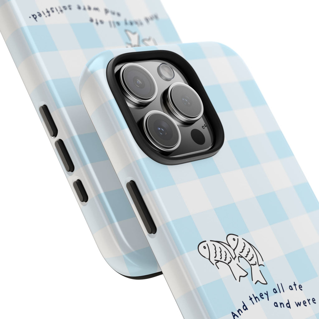 FISH AND LOAVES Gingham Phone Case (Blue)