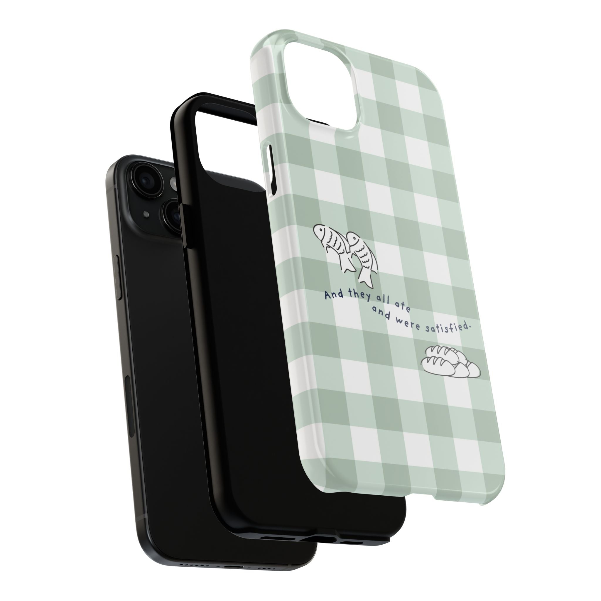 FISH AND LOAVES Gingham Phone Case (Green)
