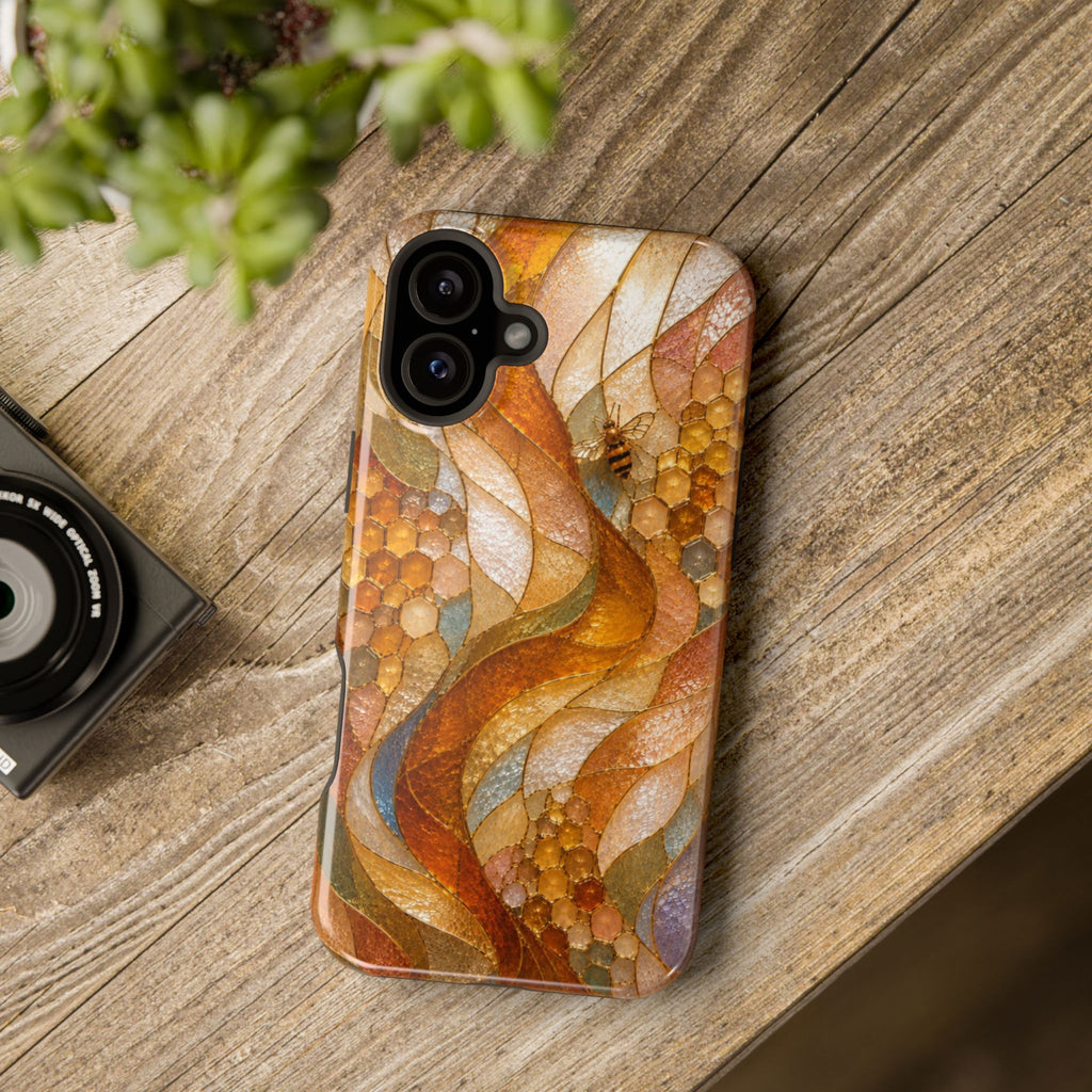 Abstract Amber Mosaic Phone Case — Magnetic Impact-Resistant iPhone Cover