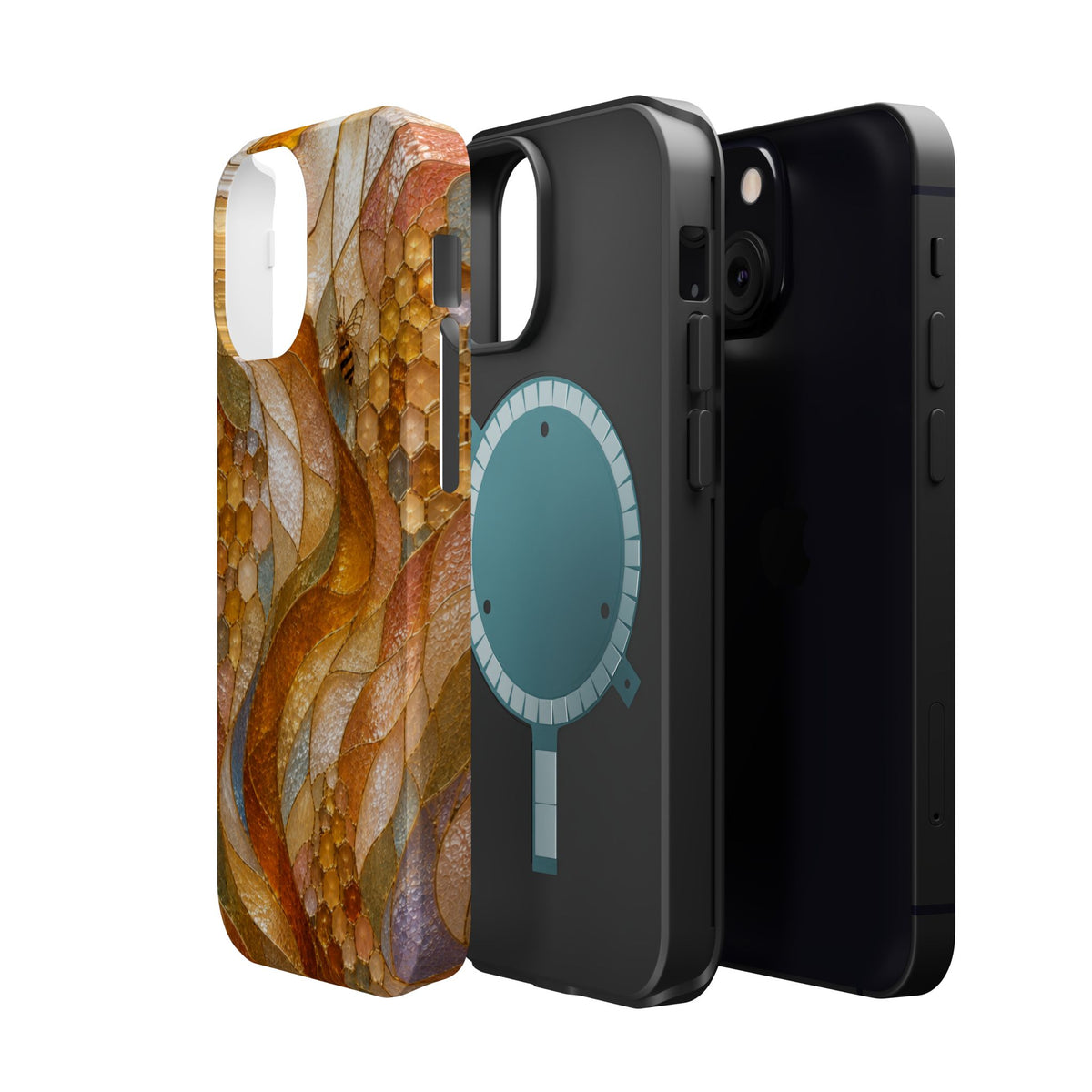Abstract Amber Mosaic Phone Case — Magnetic Impact-Resistant iPhone Cover