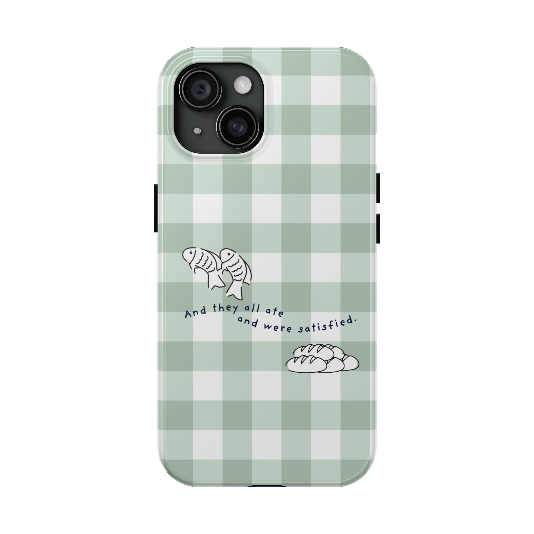 FISH AND LOAVES Gingham Phone Case (Green)
