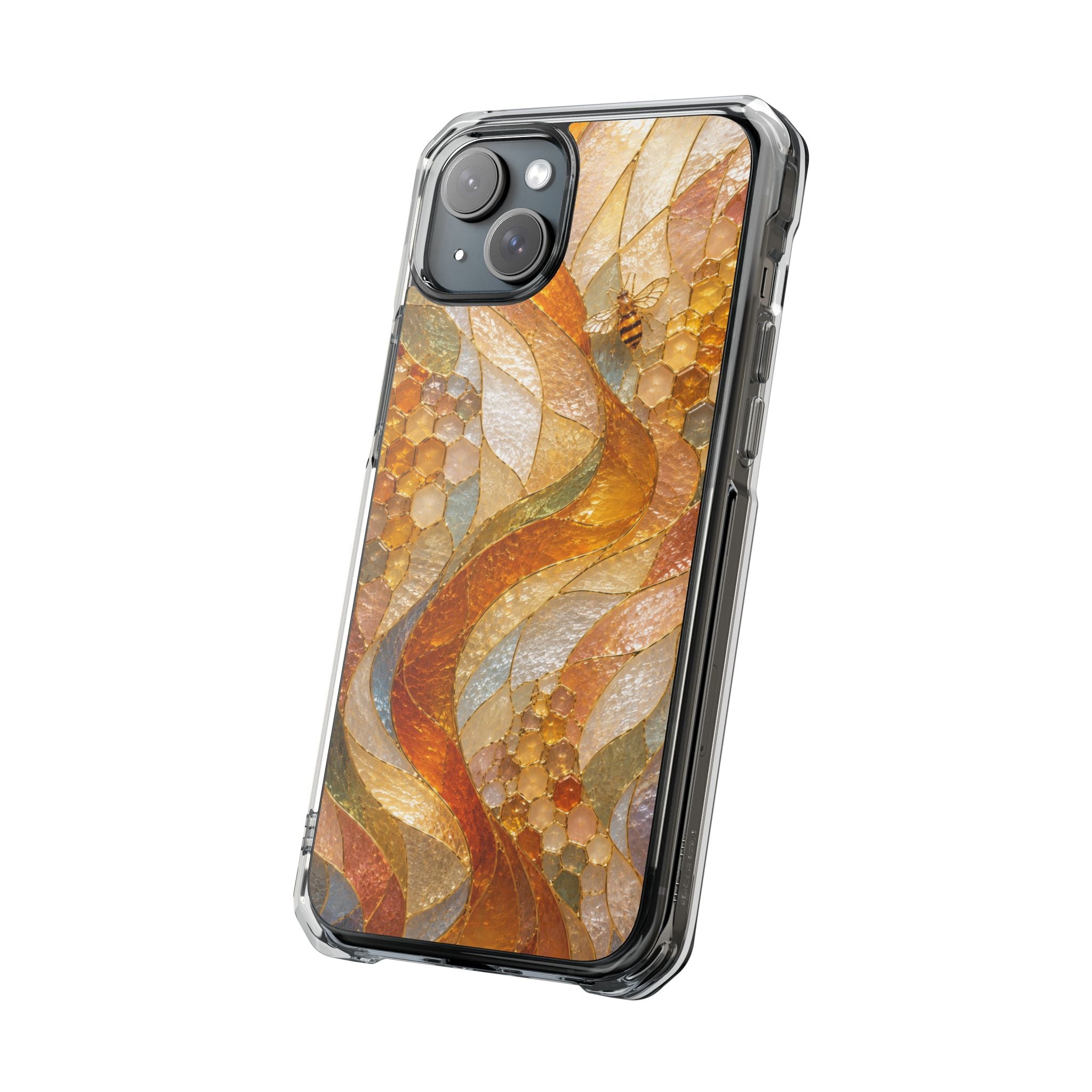 Clear Magnetic Phone Case — Autumn Mosaic Swirl Design