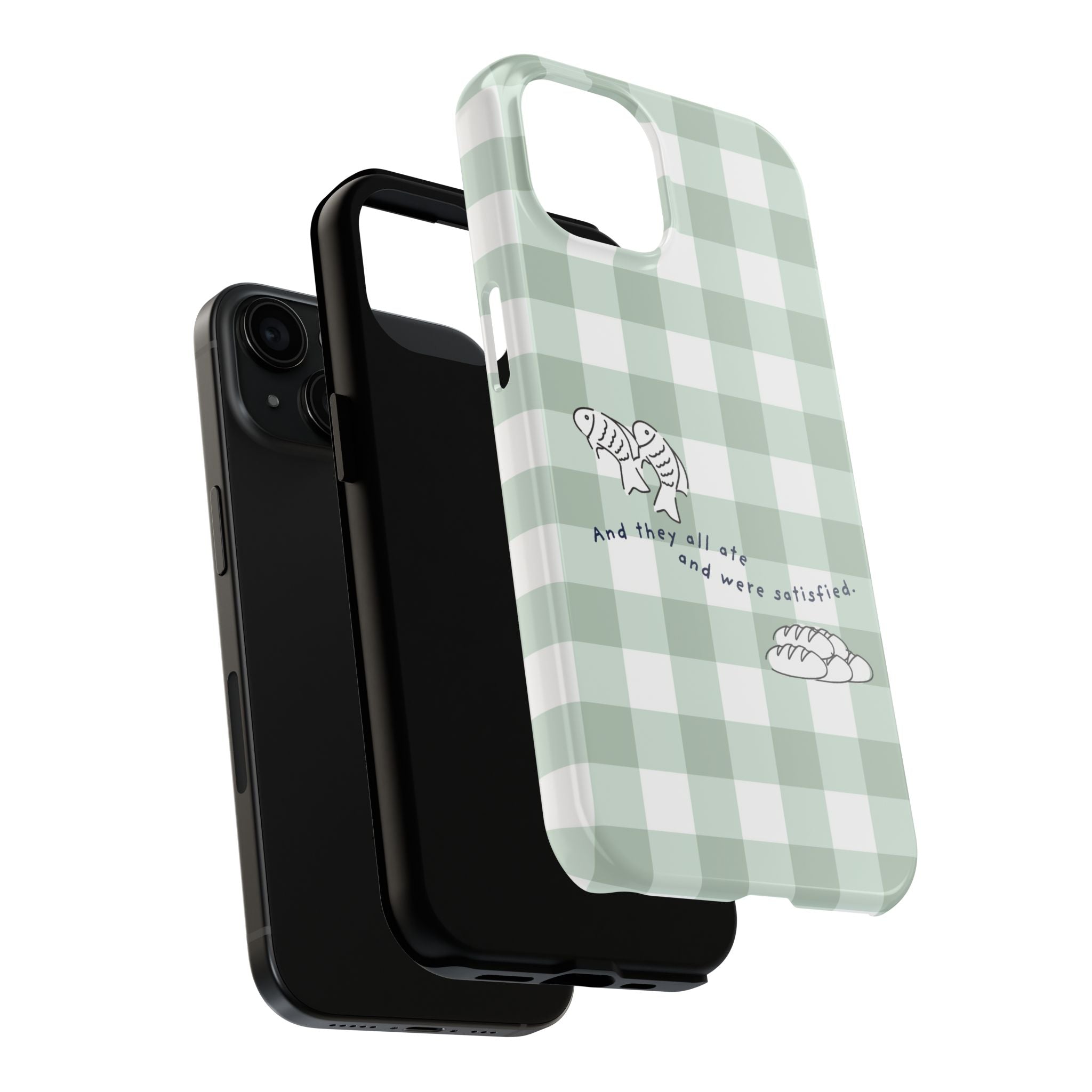 FISH AND LOAVES Gingham Phone Case (Green)