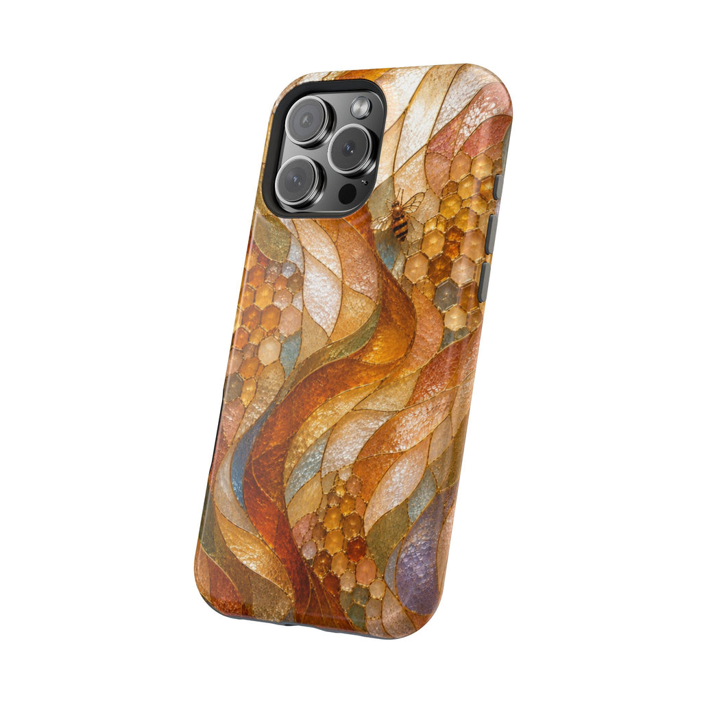 Abstract Amber Mosaic Phone Case — Magnetic Impact-Resistant iPhone Cover