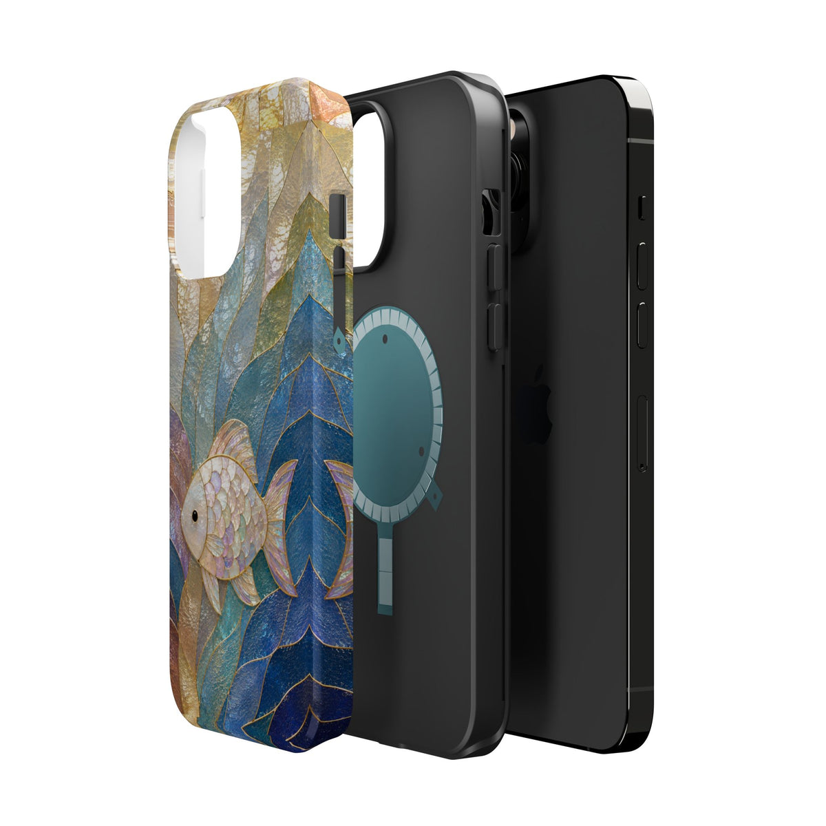 Fish Mosaic Magnetic Phone Case — Impact-Resistant Ocean Art