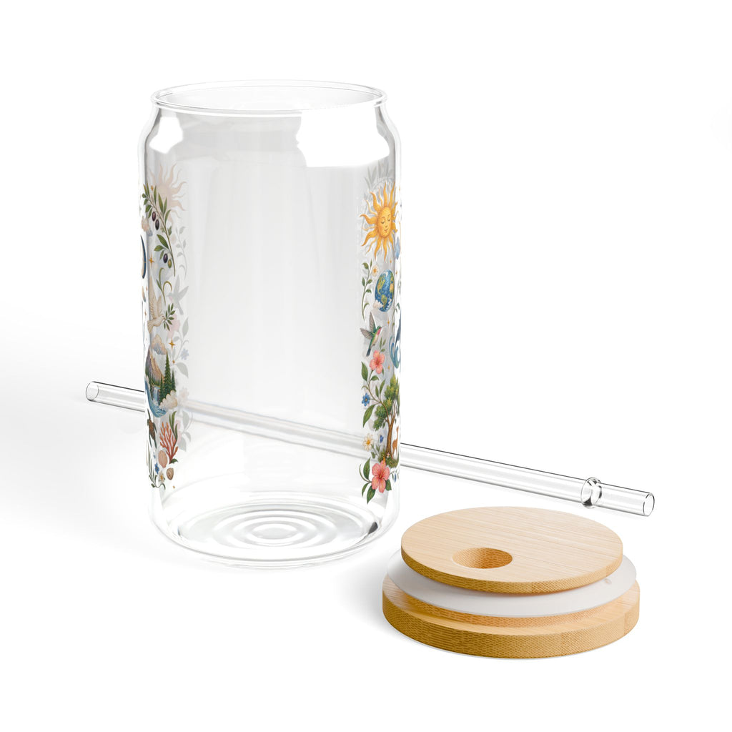 And It Was Good 16 oz Glass Tumbler with Bamboo Lid & Straw | Genesis Creation Christian Iced Coffee & Matcha Cup