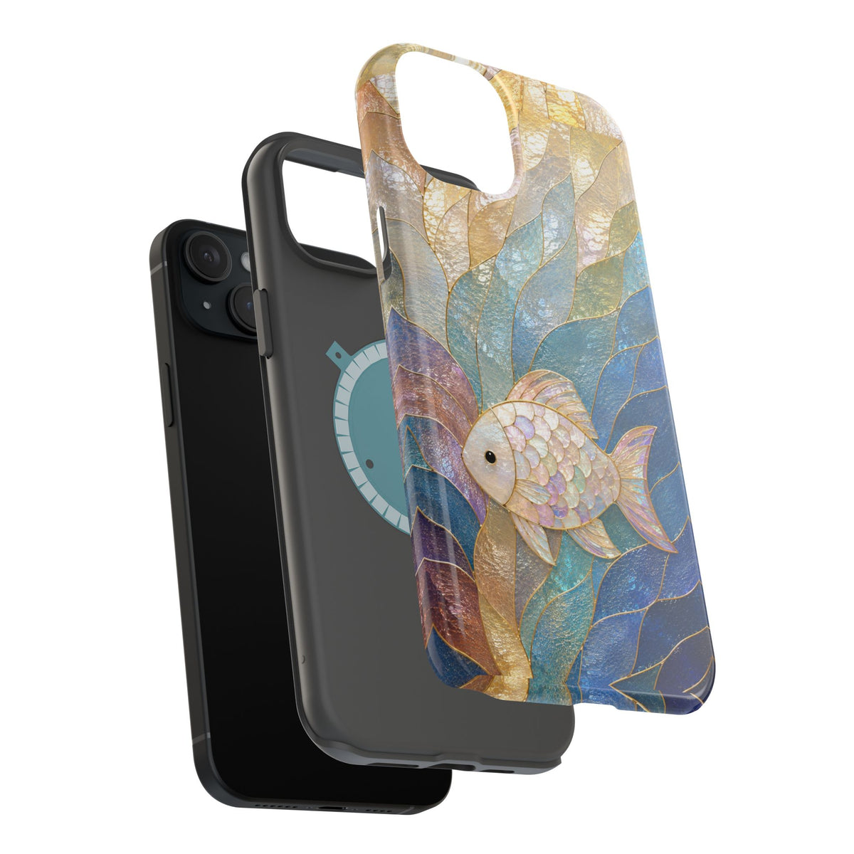 Fish Mosaic Magnetic Phone Case — Impact-Resistant Ocean Art