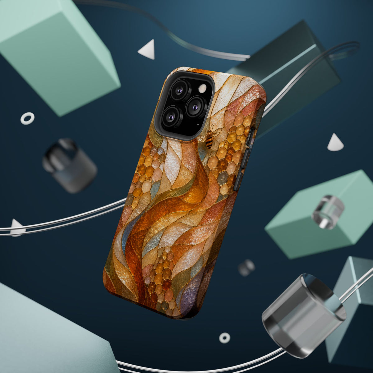 Abstract Amber Mosaic Phone Case — Magnetic Impact-Resistant iPhone Cover